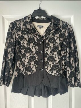 Le Chateau Black Lace Peplum Blazer